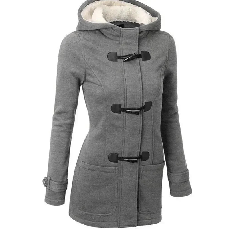 Casaco Feminino Básico com Capuz e Zíper - Sobretudo Casual para Outono/Inverno - (Promoção de Inverno 2025)
