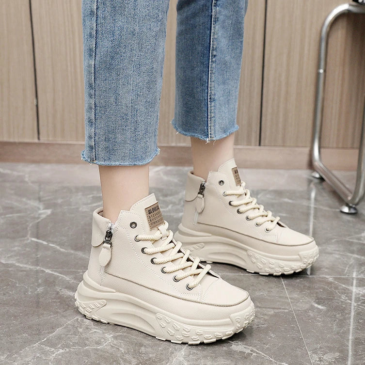 Tênis Feminino Plataforma com Design Vulcanizado Respirável Estilo Casual – (Promoção de Inverno 2025)