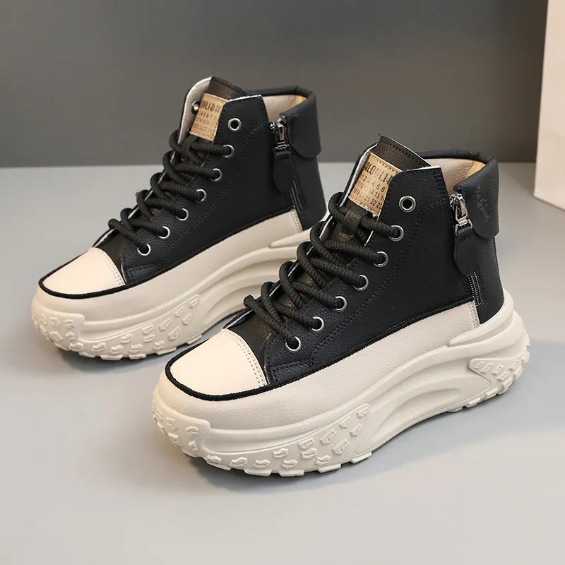 Tênis Feminino Plataforma com Design Vulcanizado Respirável Estilo Casual – (Promoção de Inverno 2025)