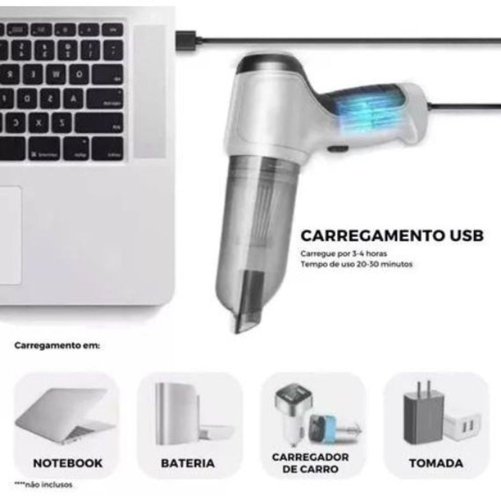 Aspirador 9000Pa Sem Fio 3 em 1 - Limpeza Prática para Casa e Carro!