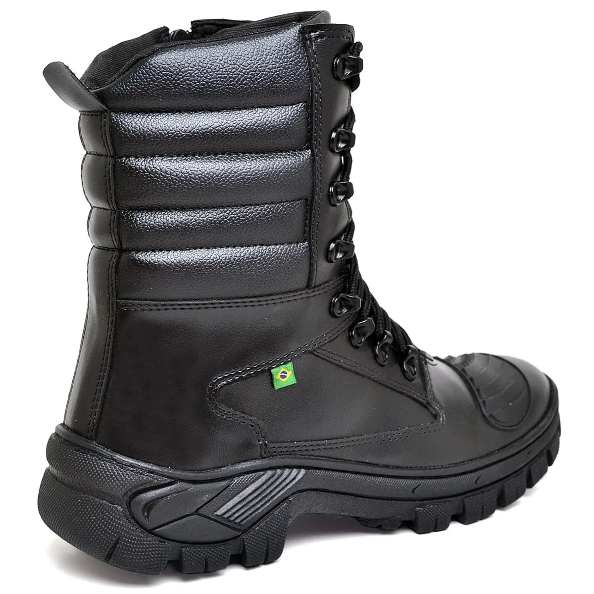 Bota Masculina Militar Monocromática com Zíper e Cadarço - (Promoção de Inverno 2025)