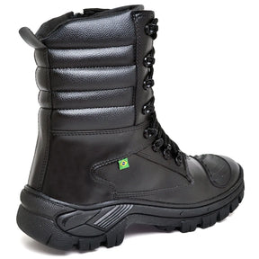 Bota Masculina Militar Monocromática com Zíper e Cadarço - (Promoção de Inverno 2025)