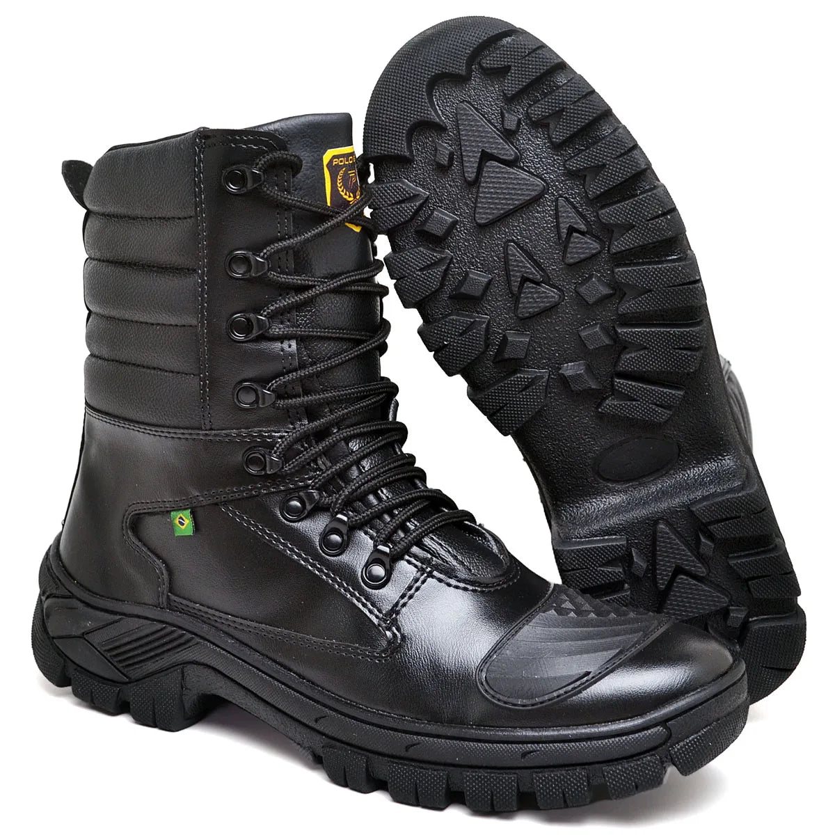 Bota Masculina Militar Monocromática com Zíper e Cadarço - (Promoção de Inverno 2025)