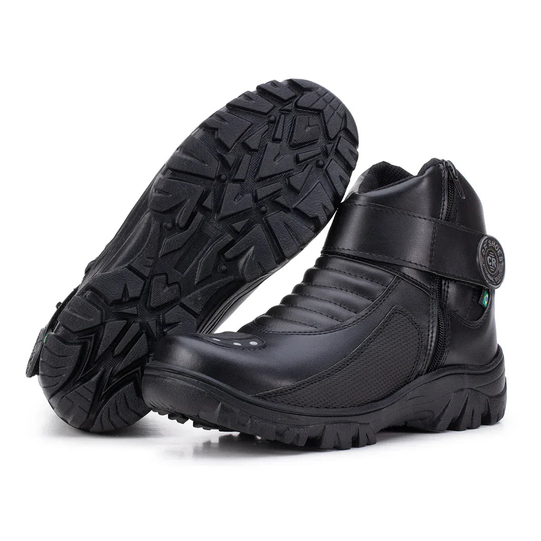 Bota Masculina Biker Militar Monocromática com Zíper Lateral - (Promoção de Inverno 2025)