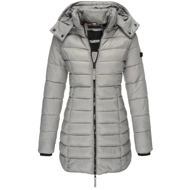Jaqueta Parka Feminina Puffer Justa ao Corpo
