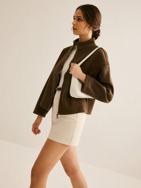 Casaco Casual Tweed com Zíper
