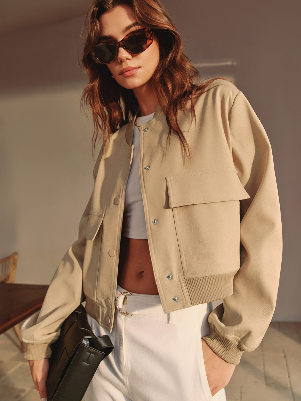 Jaqueta Bomber com Bolsos Clássica