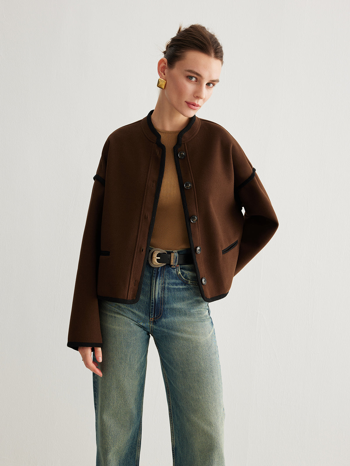Jaqueta Minimalista de Tweed