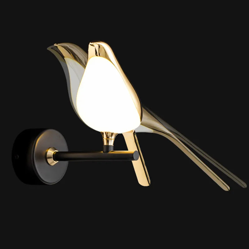 Luminária de Parede Arandela LED Pássaro Dourado