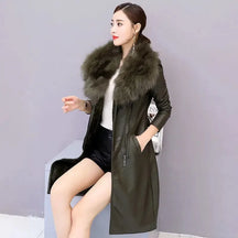 Casaco Sobretudo Longo Feminino com Gola Acabamento Aveludado – (Promoção de Inverno 2025)