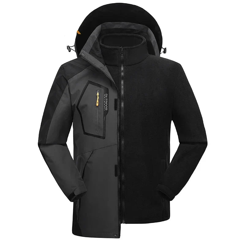 Jaqueta Masculina 3 em 1 com Forro Fleece Impermeável Corta-Vento – (Promoção de Inverno 2025)