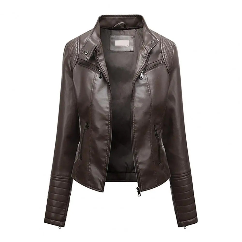 Jaqueta Feminina Slim com Gola Alta Estilo Biker - (Promoção de Inverno 2025)