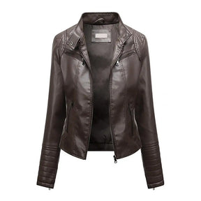 Jaqueta Feminina Slim com Gola Alta Estilo Biker - (Promoção de Inverno 2025)