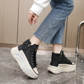 Tênis Feminino Plataforma com Design Vulcanizado Respirável Estilo Casual – (Promoção de Inverno 2025)