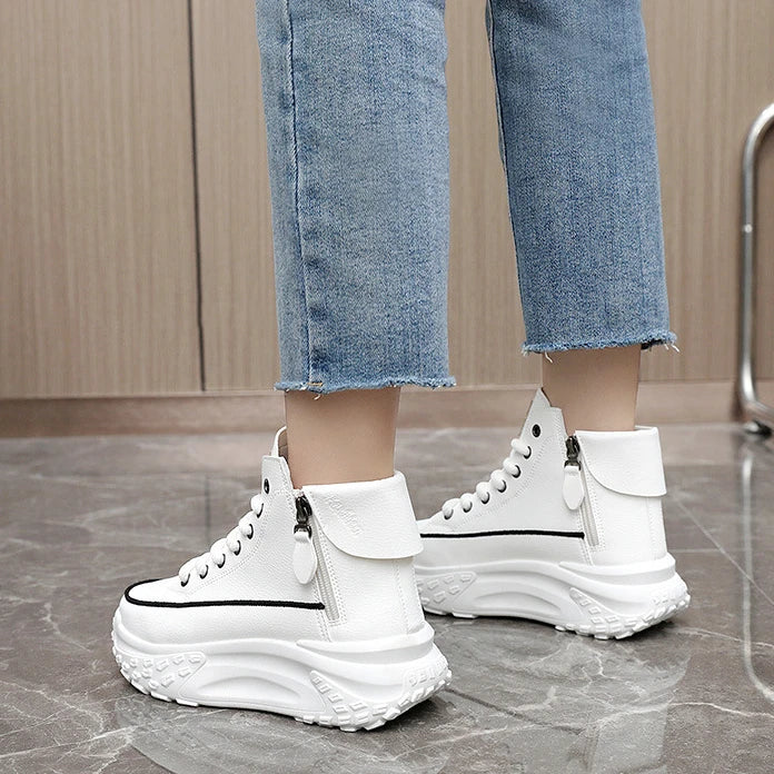 Tênis Feminino Plataforma com Design Vulcanizado Respirável Estilo Casual – (Promoção de Inverno 2025)