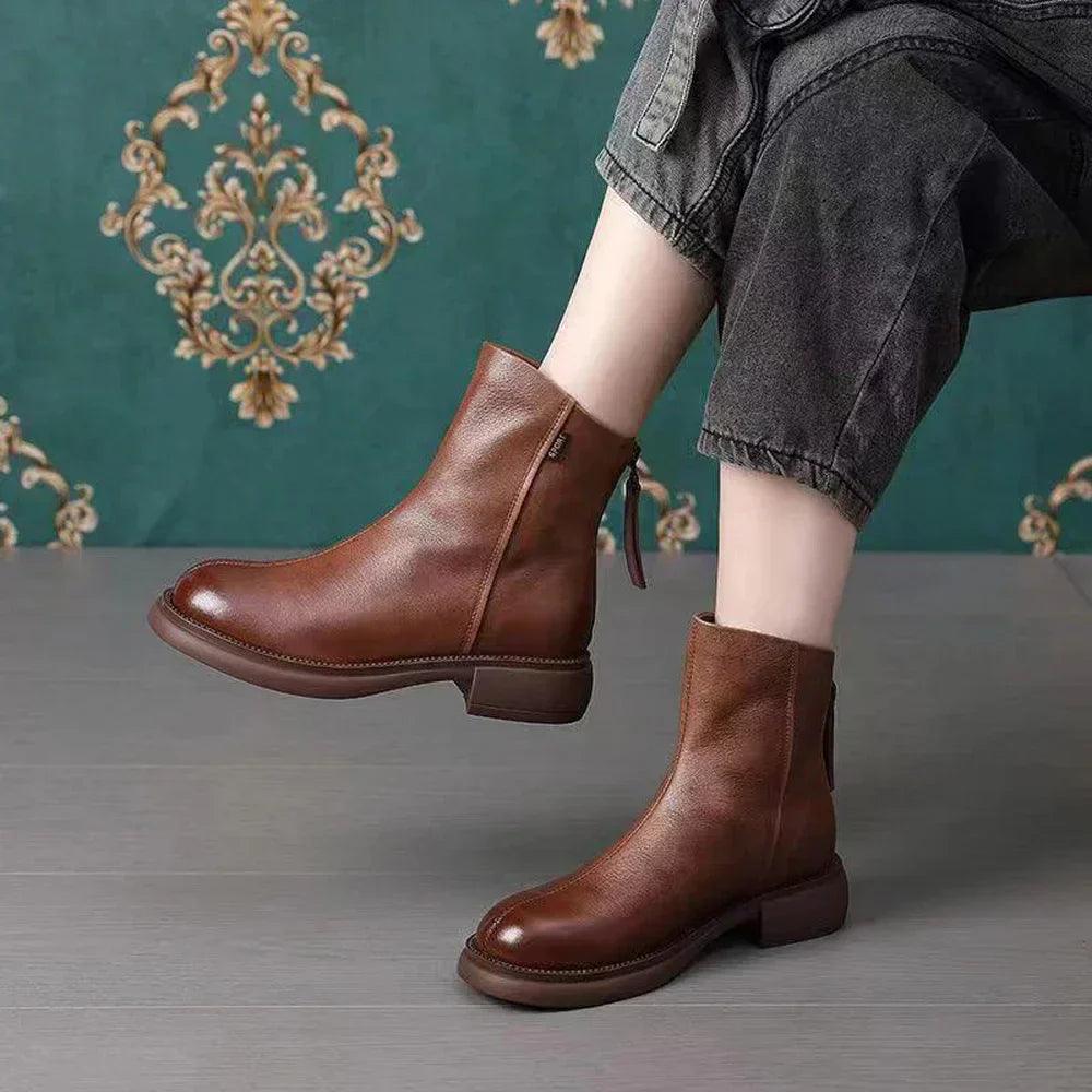 Bota de Couro Vintage Casual Classy