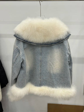 Jaqueta Jeans Feminina com Gola e Forro de lã – (Promoção de Inverno 2025)