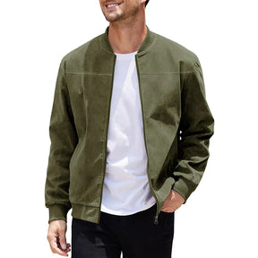 Jaqueta Masculina com Zíper e Gola Alta Casual Retrô – (Promoção de Inverno 2025)