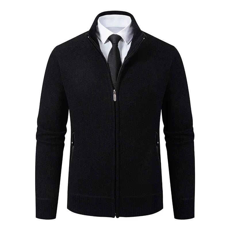 Jaqueta Masculina Cardigan com Gola Dobrável Forro Fleece Estilo Vintage – (Promoção de Inverno 2025)