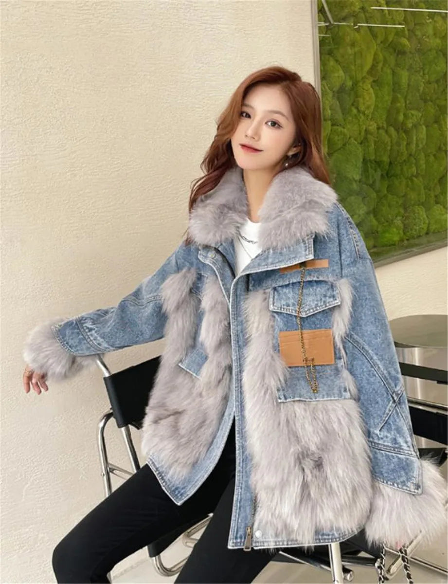 Casaco Feminino Jeans Para Inverno Peluciado Confortável – (Promoção de Inverno 2025)