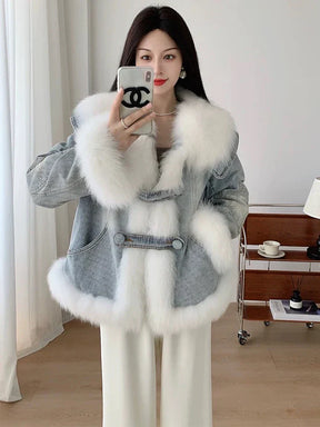 Jaqueta Jeans Feminina com Gola e Forro de lã – (Promoção de Inverno 2025)