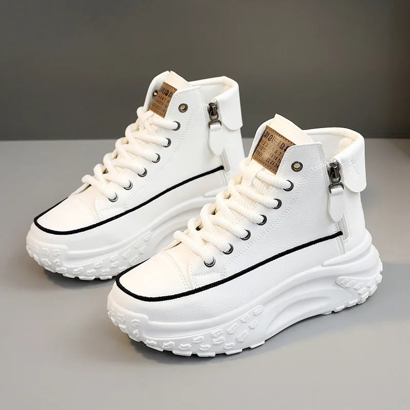 Tênis Feminino Plataforma com Design Vulcanizado Respirável Estilo Casual – (Promoção de Inverno 2025)