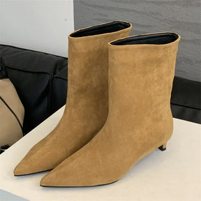 Bota Feminina de Bico Fino Salto Baixo Vintage - (Promoção de Inverno 2025)