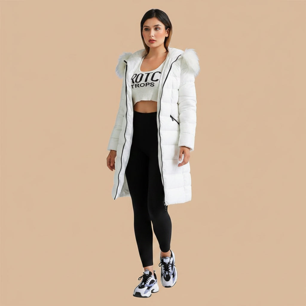 Casaco Feminino Sobretudo Puffer Brilhante