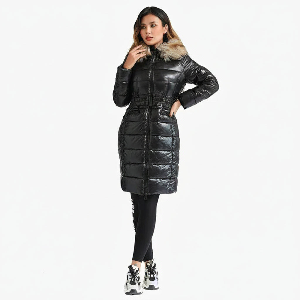 Casaco Feminino Sobretudo Puffer Brilhante