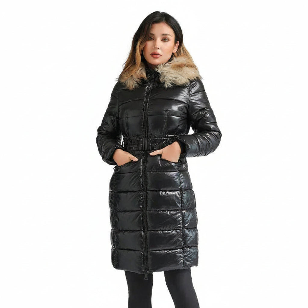 Casaco Feminino Sobretudo Puffer Brilhante
