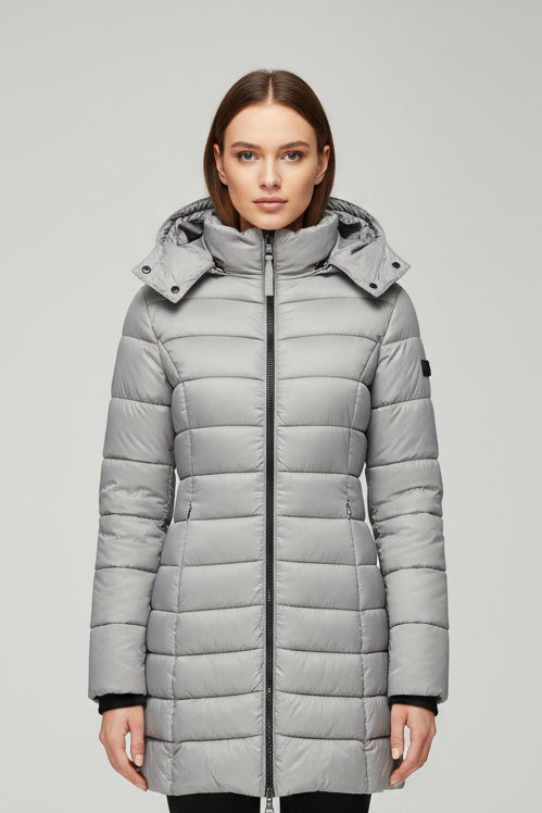 Jaqueta Parka Feminina Puffer Justa ao Corpo