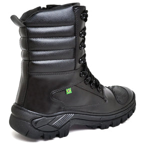 Bota Masculina Militar Monocromática com Zíper e Cadarço - (Promoção de Inverno 2025)