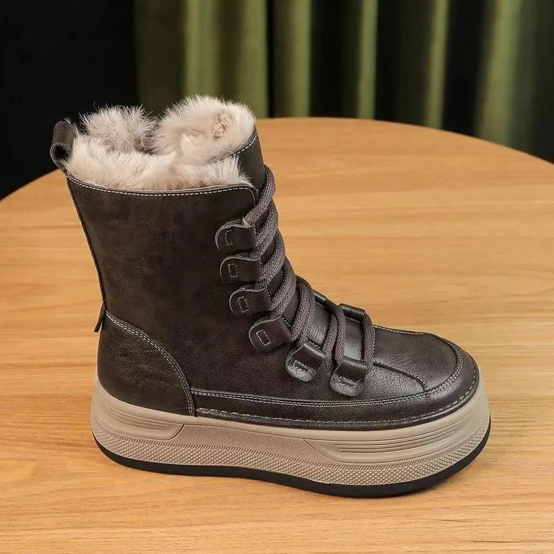 Bota Feminina Para Inverno Cano Médio Impermeável Antiderrapante Forrada com Veludo – (Promoção de Inverno 2025)