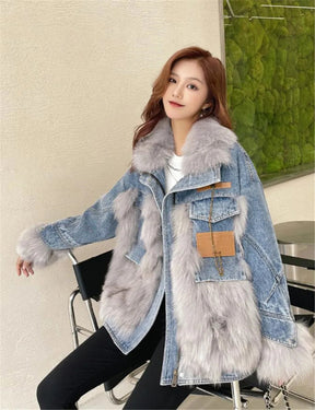 Casaco Feminino Jeans Para Inverno Peluciado Confortável – (Promoção de Inverno 2025)