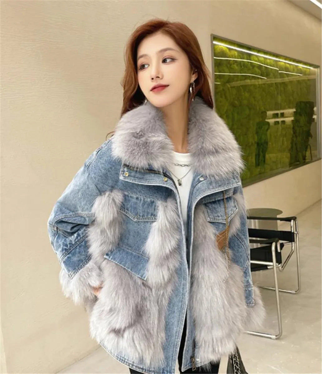 Casaco Feminino Jeans Para Inverno Peluciado Confortável – (Promoção de Inverno 2025)