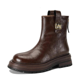 Bota Feminina Vintage com Salto Médio e Forro Design Fashion Solado Grosso – (Promoção de Inverno 2025)