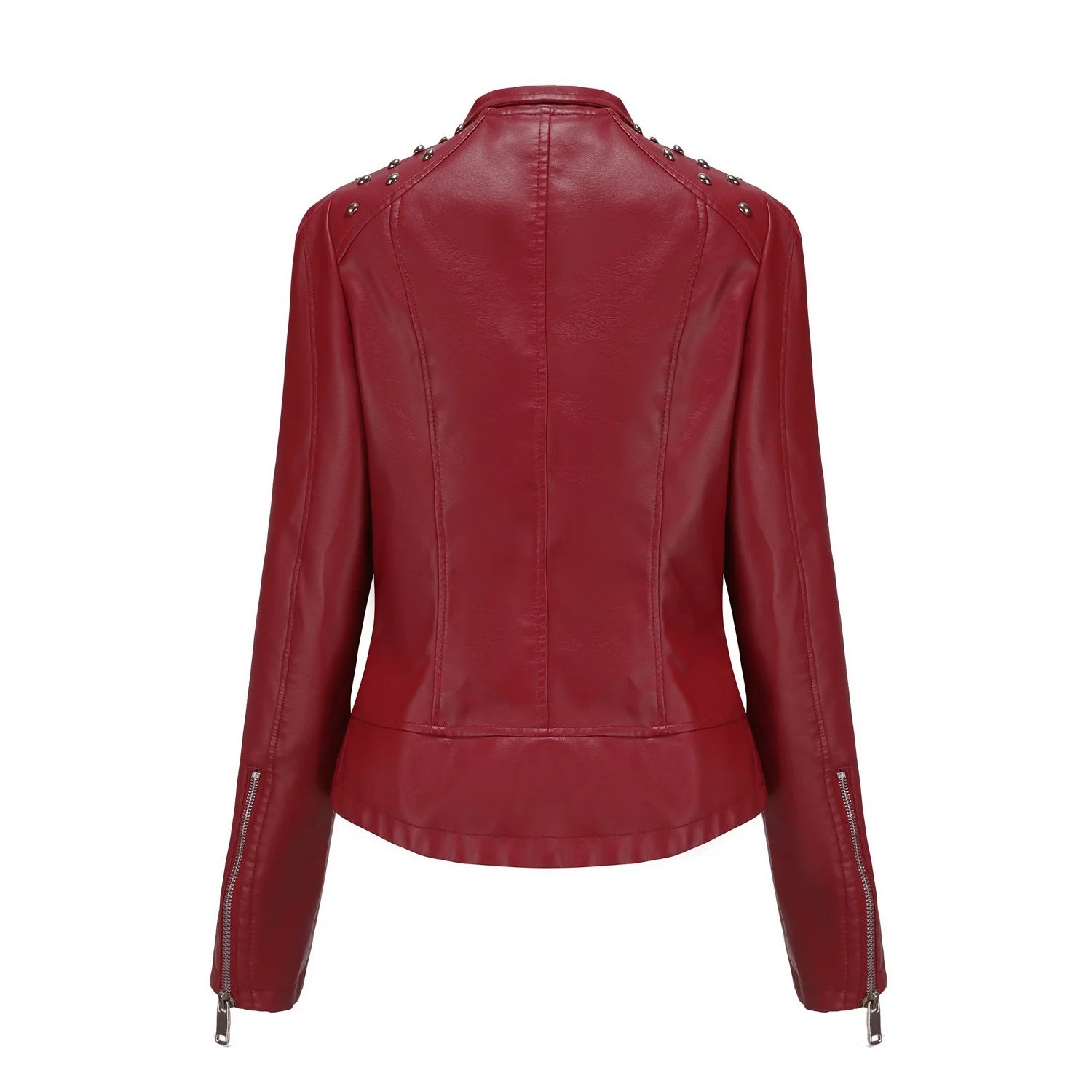 Jaqueta Feminina Slim Estilo Biker com Gola Dobrável e Detalhes Retrô - (Promoção de Inverno 2025)