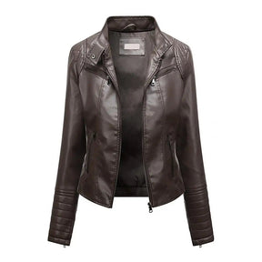 Jaqueta Feminina Slim com Gola Alta Estilo Biker - (Promoção de Inverno 2025)