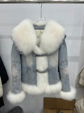 Jaqueta Jeans Feminina com Gola e Forro de lã – (Promoção de Inverno 2025)