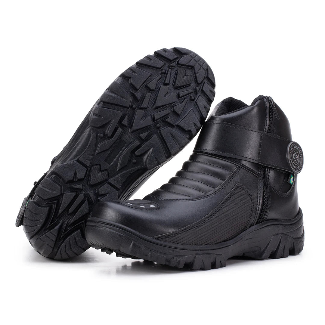 Bota Masculina Biker Militar Monocromática com Zíper Lateral - (Promoção de Inverno 2025)