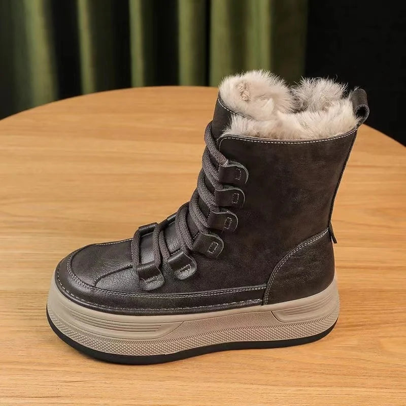 Bota Feminina Para Inverno Cano Médio Impermeável Antiderrapante Forrada com Veludo – (Promoção de Inverno 2025)