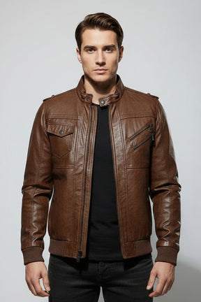 Jaqueta de Couro Masculina Premium com Capuz Removível