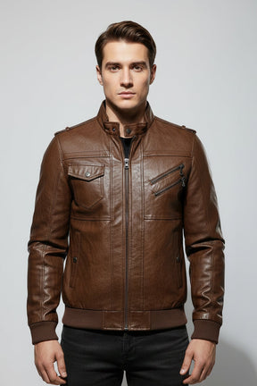 Jaqueta de Couro Masculina Premium com Capuz Removível
