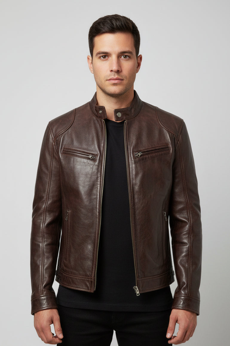 Jaqueta de Couro Masculina Racer