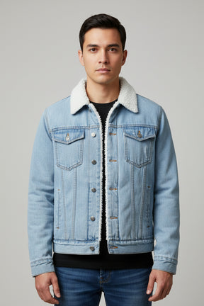 Jaqueta Jeans Masculina Inverno com Lã Interna