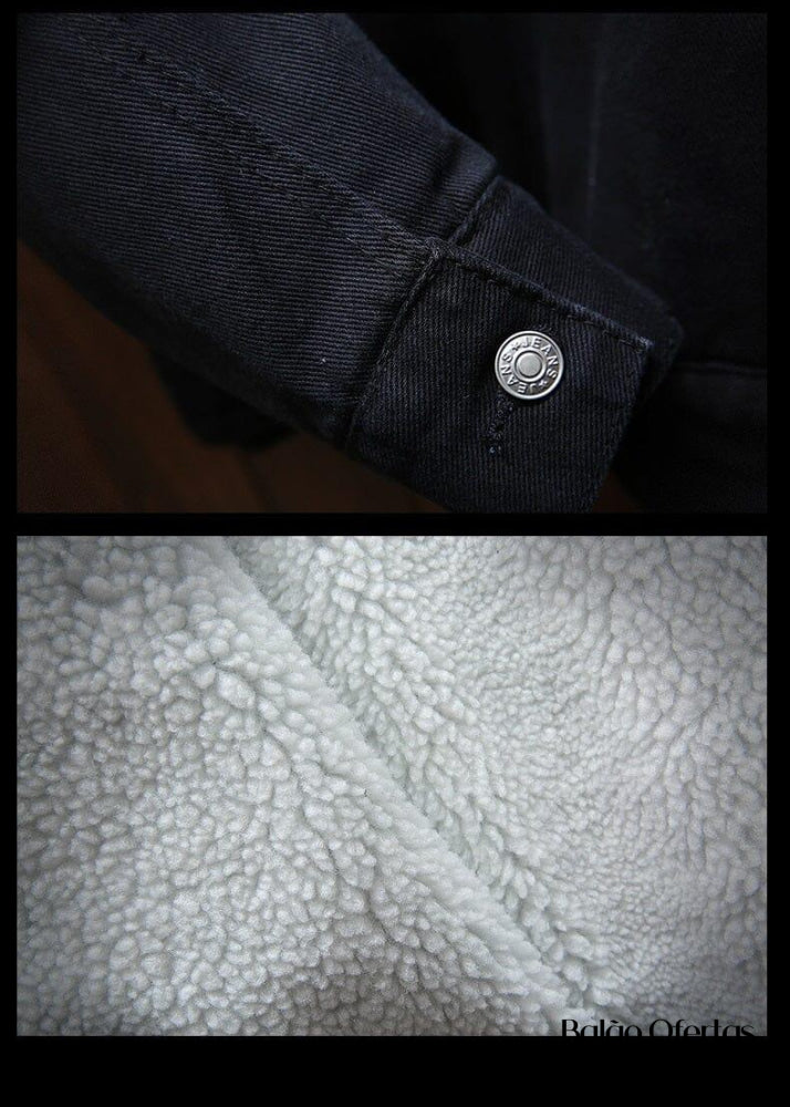 Jaqueta Jeans Masculina Inverno com Lã Interna