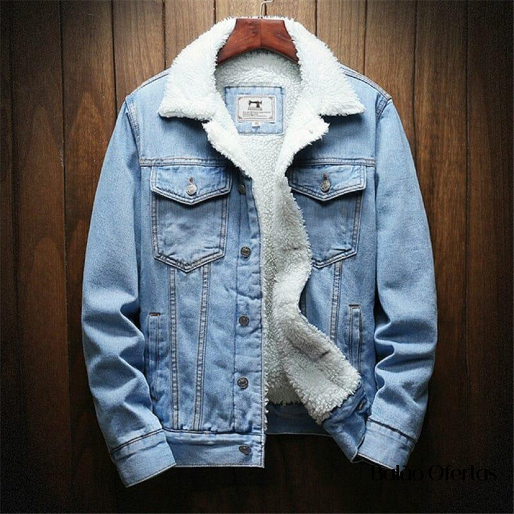 Jaqueta Jeans Masculina Inverno com Lã Interna
